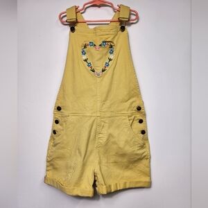 Mini Boden Yellow Girls Overalls Shorts Size 11/12 E09
